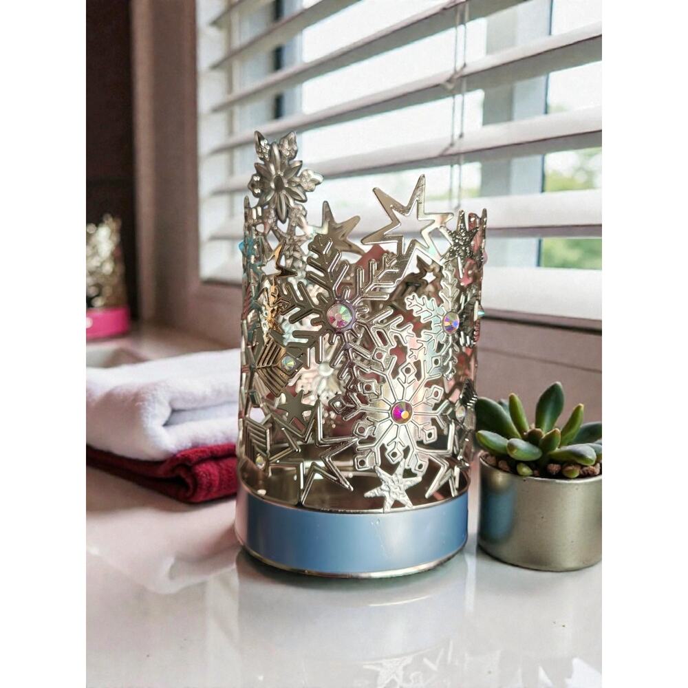 Bath & Body Works Snowflakes & Gems Metal Blue Base Hand Soap Holder Sleeve